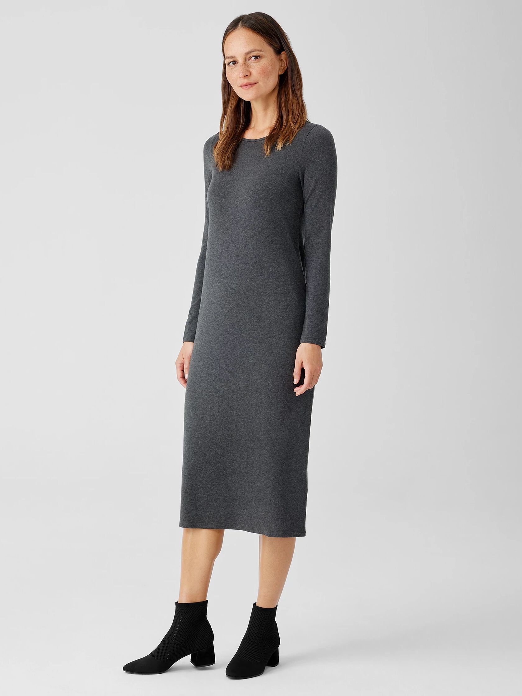 Fine Jersey Jewel Neck Dress