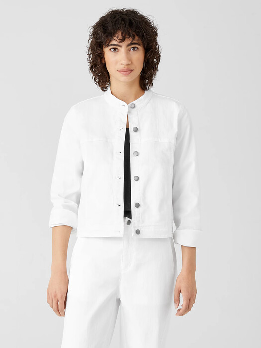 Organic Cotton Denim Stand Collar Jacket