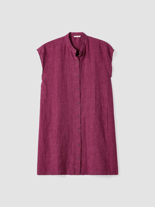 Washed Organic Linen Delave Shirtdress