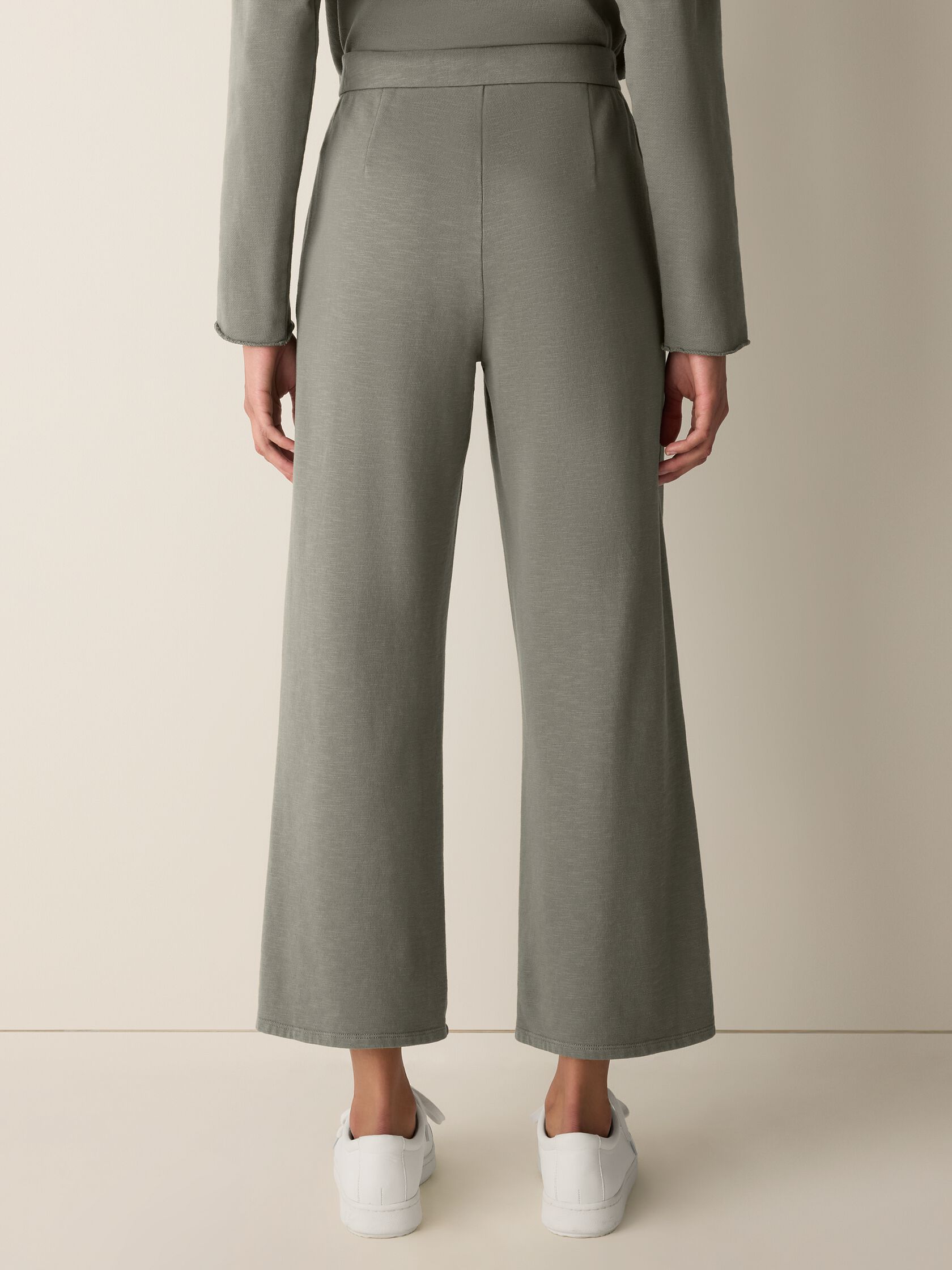 Garment-Dyed Organic Cotton Terry Wide-Leg Pant
