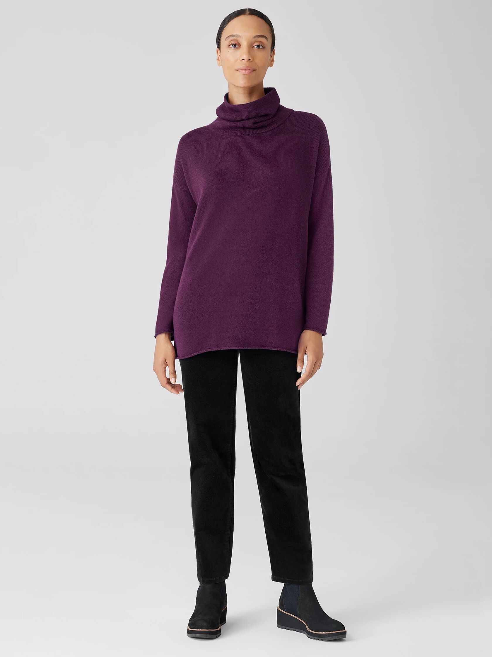 Cotton and Recycled Cashmere Turtleneck Top