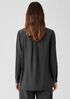 Mini Check Crepe Mandarin Collar Top