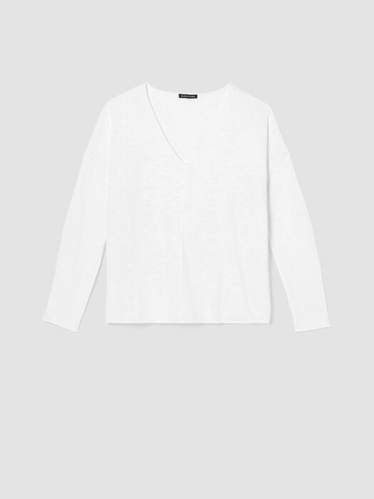 Organic Cotton Linen Slub V-Neck Top