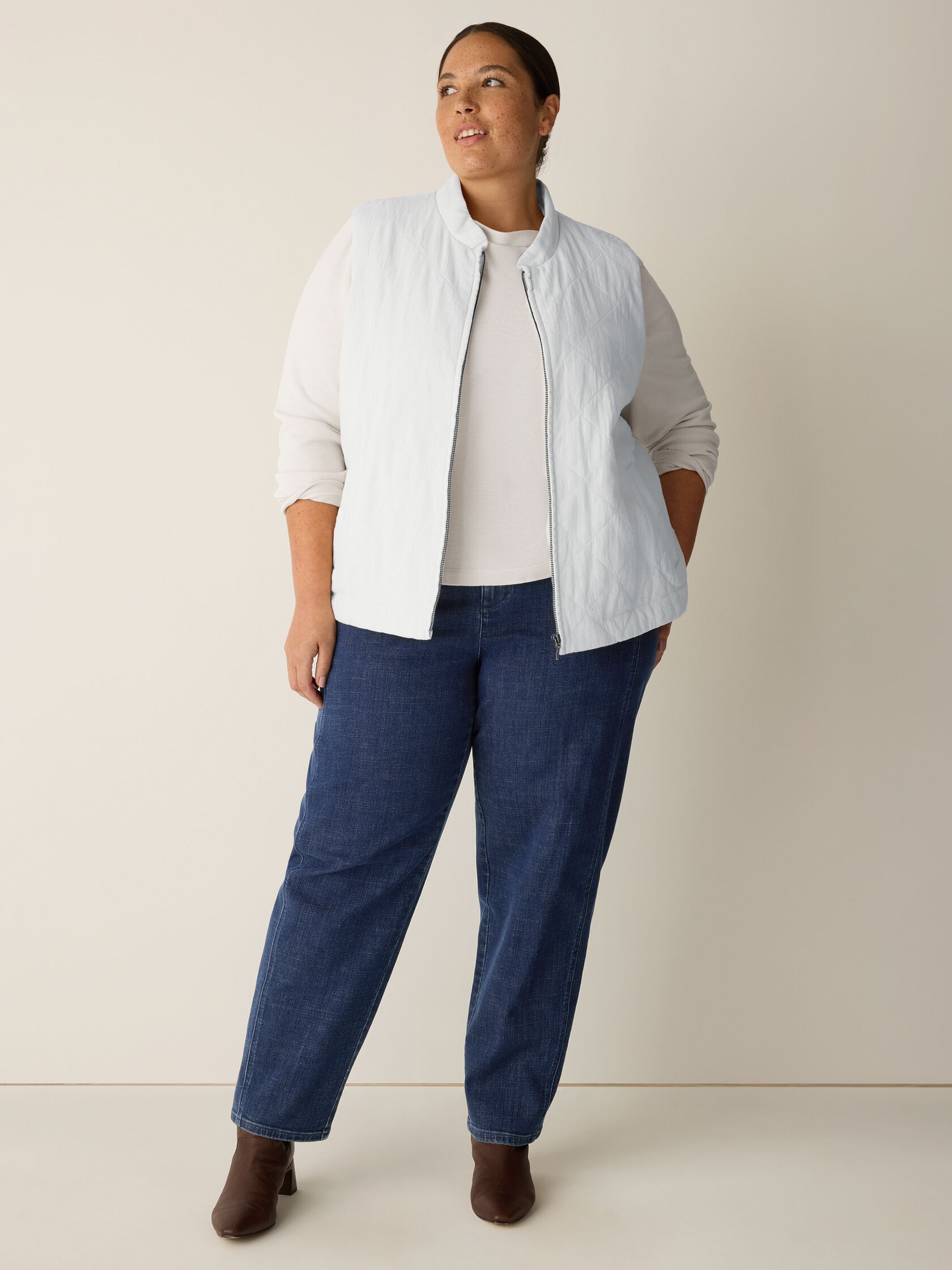 Organic Linen Cotton Crepe Quilted Vest