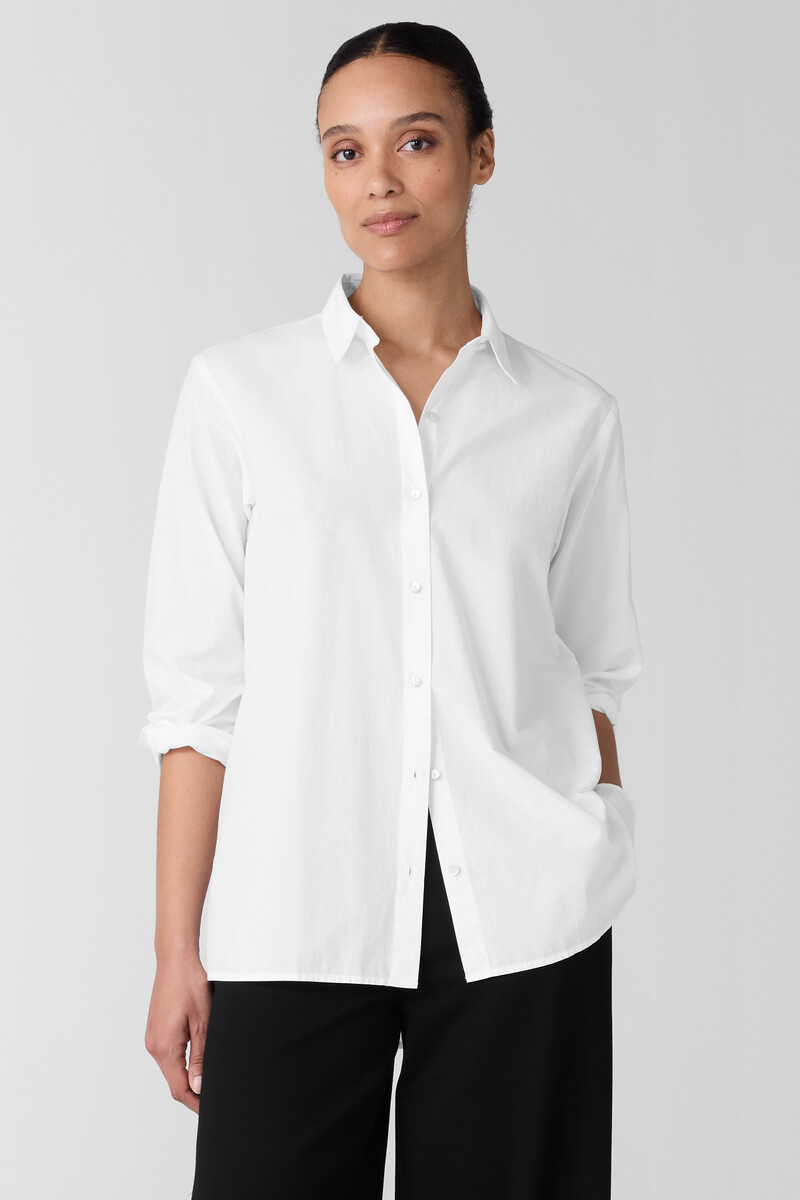 Washed Organic Cotton Poplin Classic Collar Shirt Washed Organic Cotton Poplin Classic Collar Shirt
