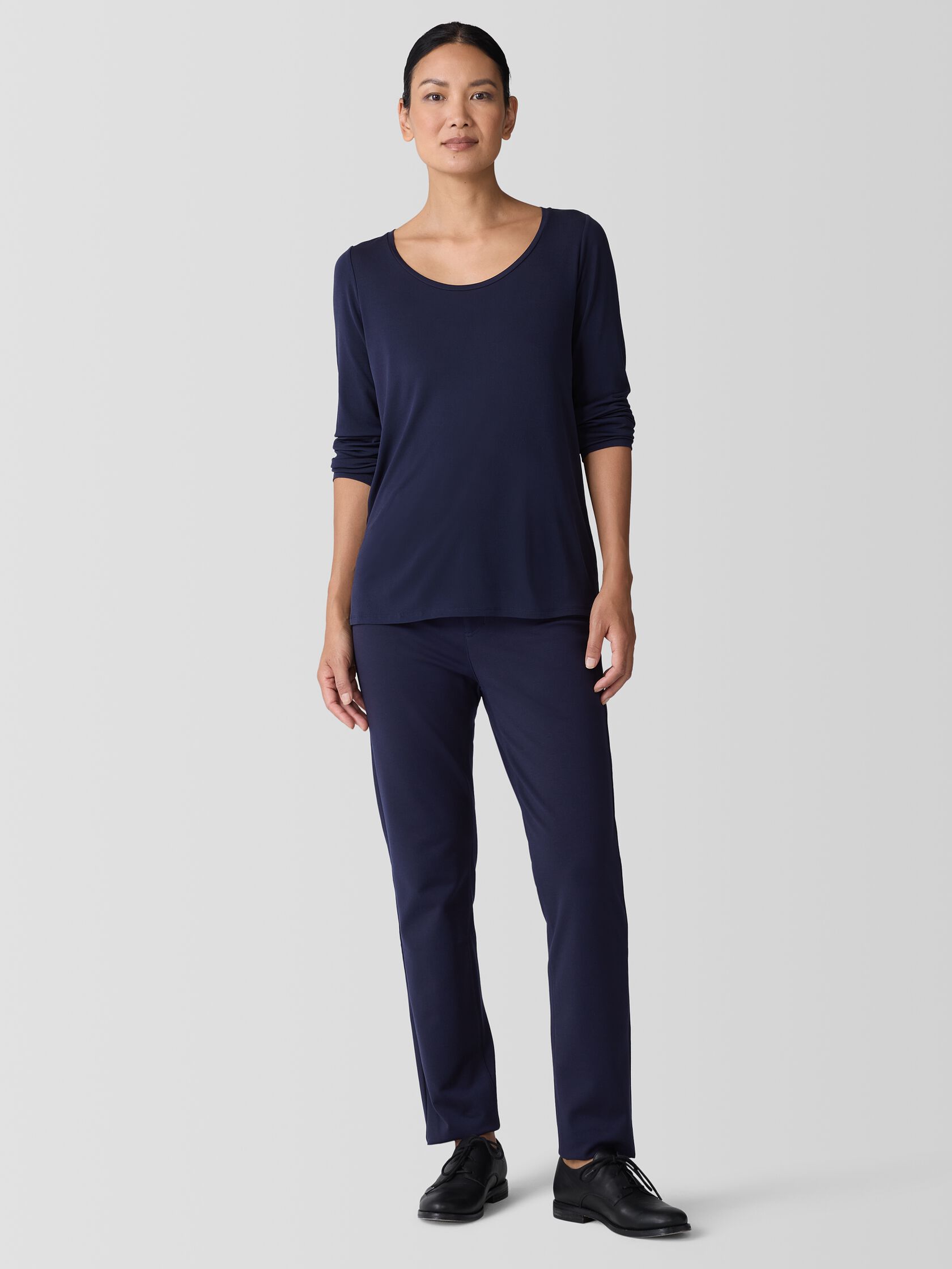 Stretch Silk Jersey Scoop Neck Top