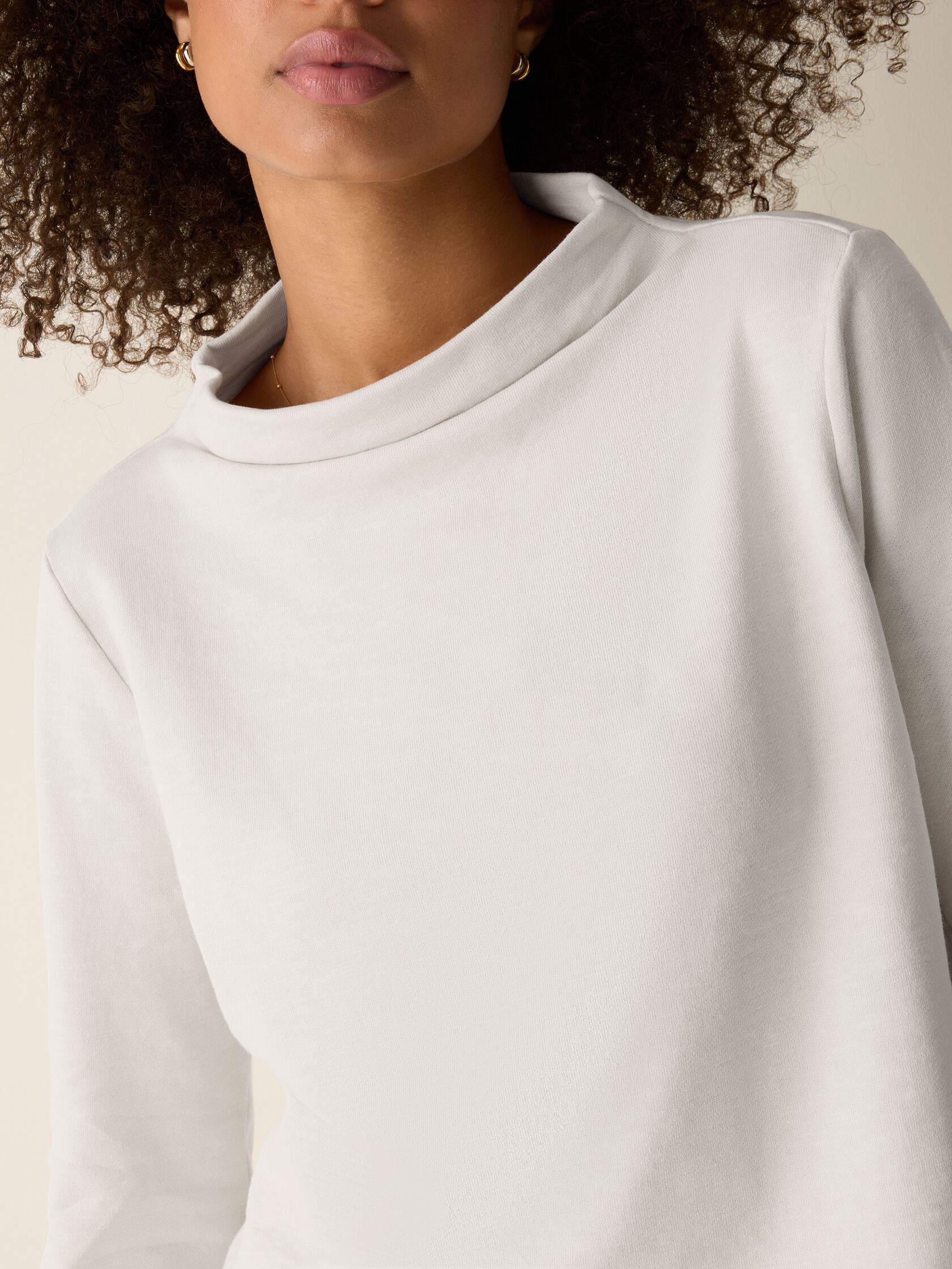 Garment-Dyed Organic Cotton Terry Funnel Neck Top