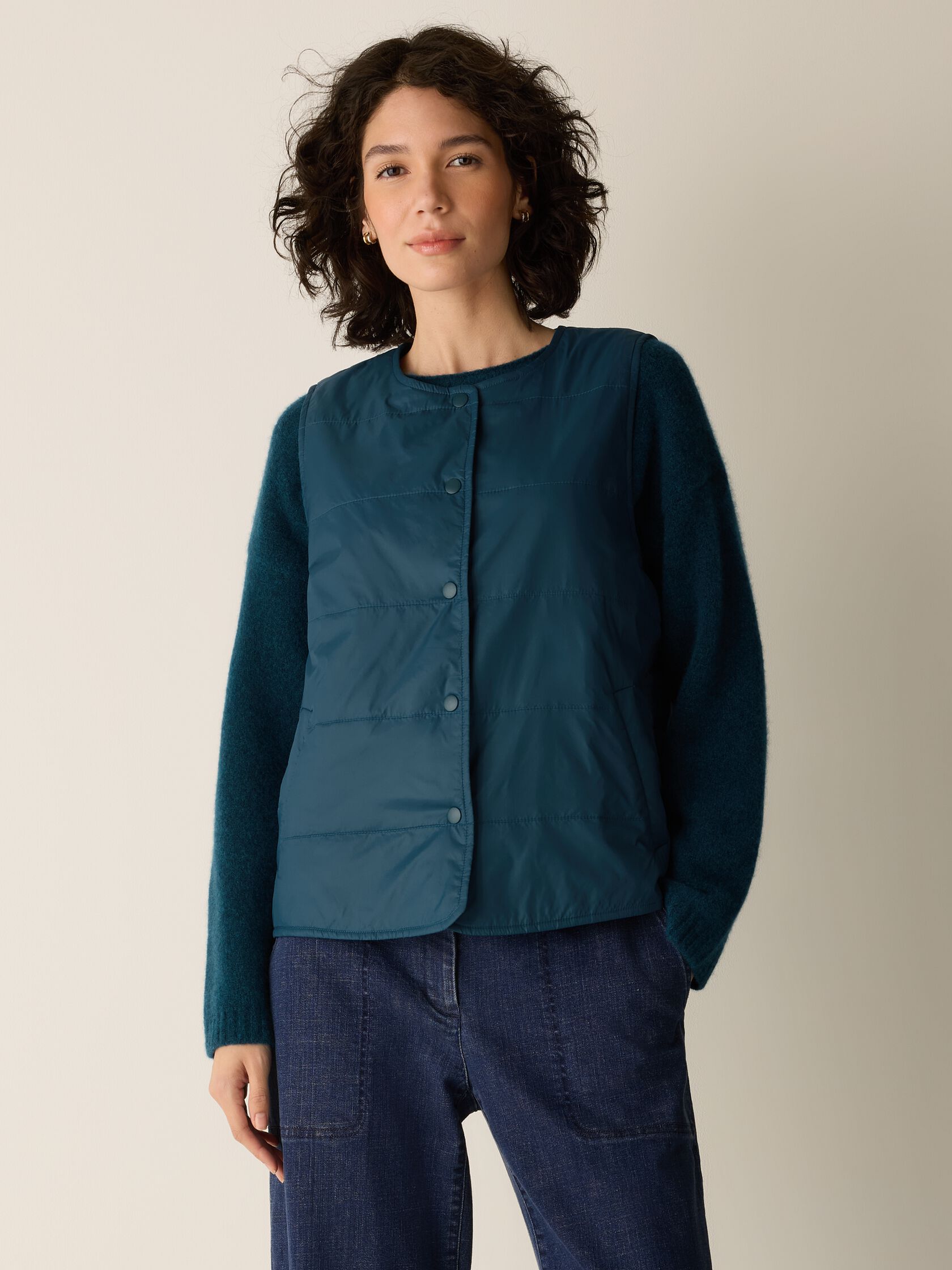 Eggshell Recycled Nylon Quilted Vest