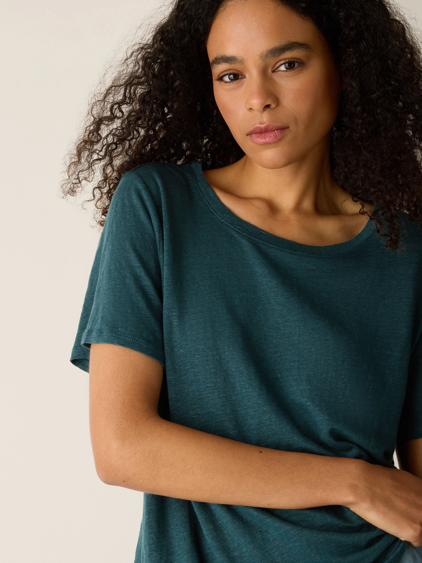 Organic Linen Jersey Crew Neck Tee