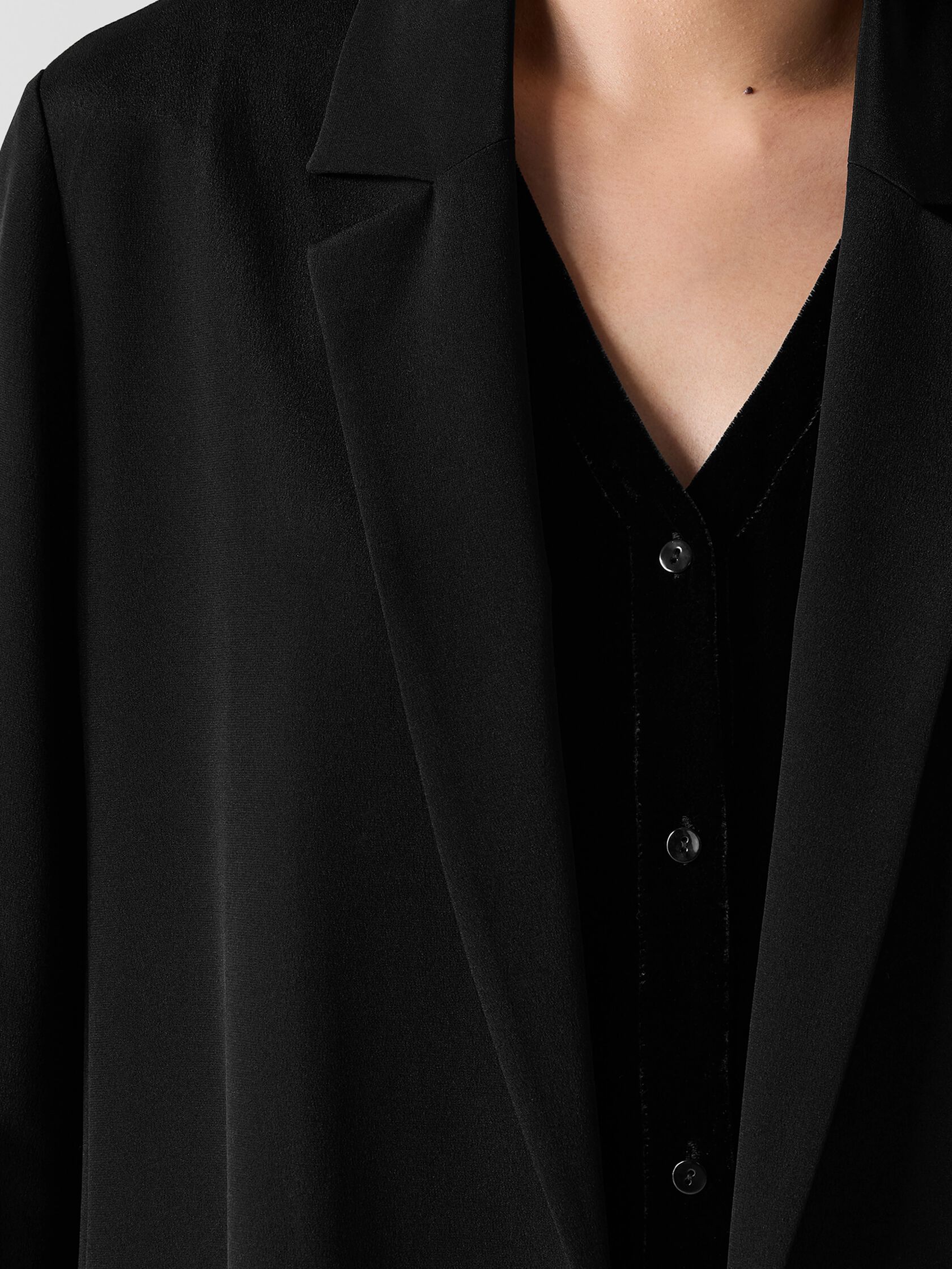 Silk Double Crepe Long Blazer