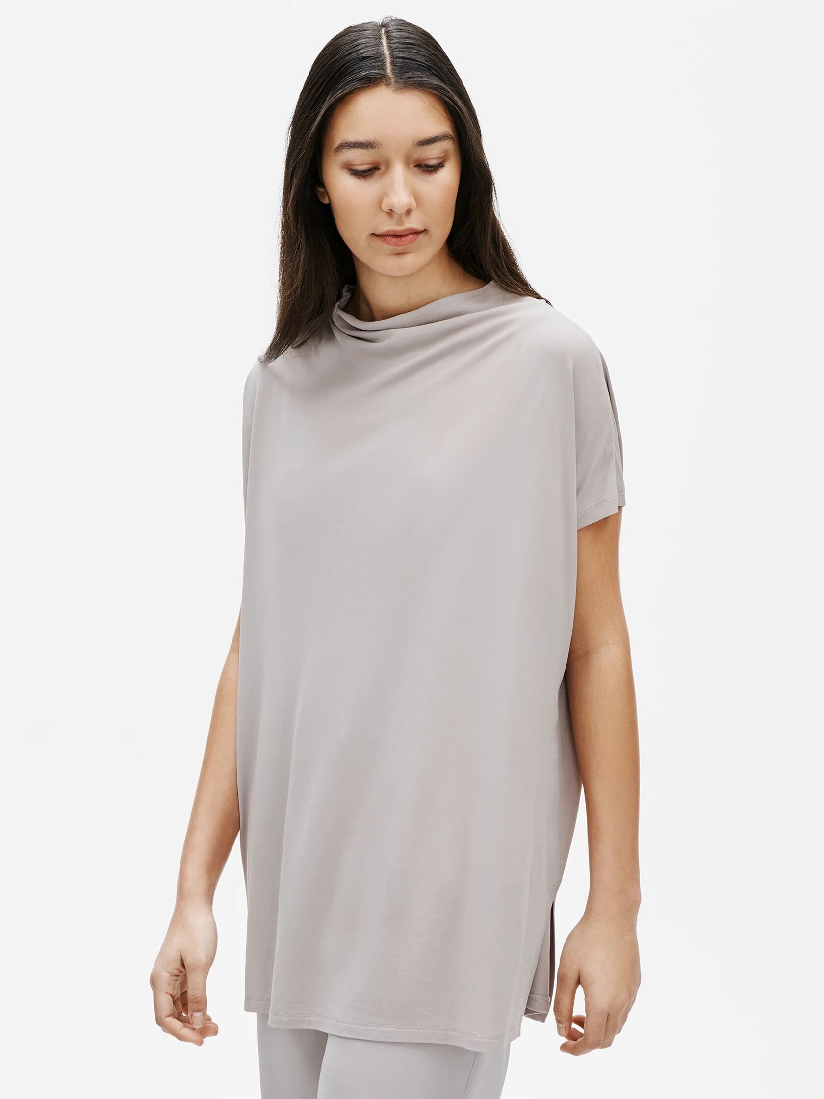Stretch Silk Jersey Funnel Neck Tunic