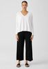 Organic Cotton Linen Slub V-Neck Top