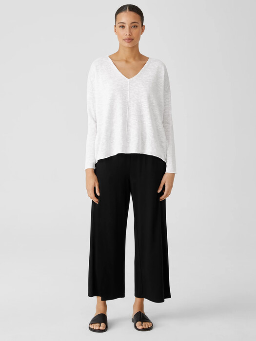 Organic Cotton Linen Slub V-Neck Top