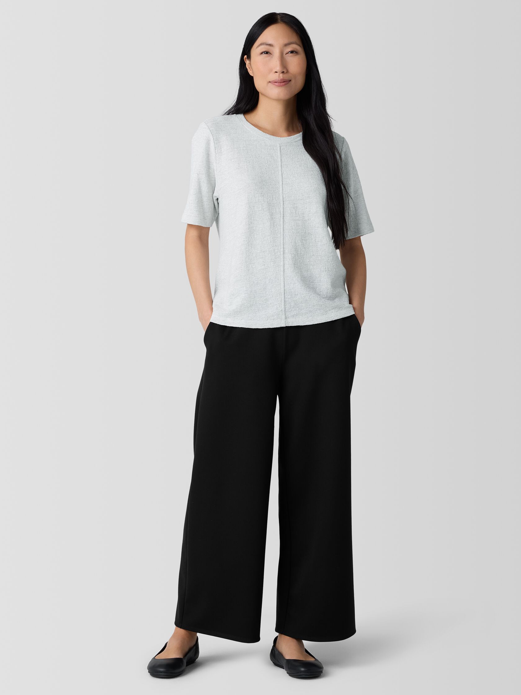 Organic Cotton Jacquard Crew Neck Top