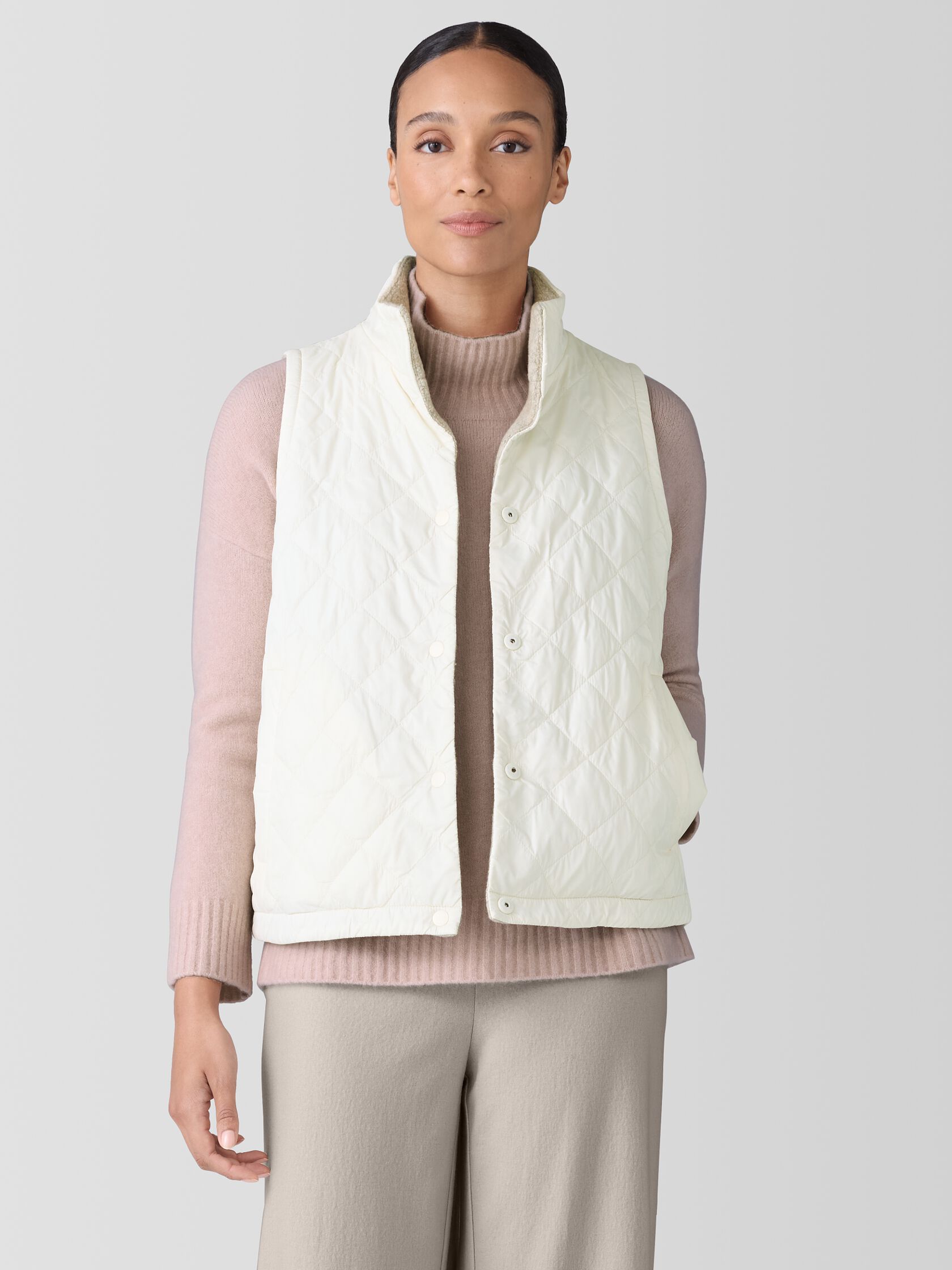Eggshell Recycled Nylon Reversible Vest