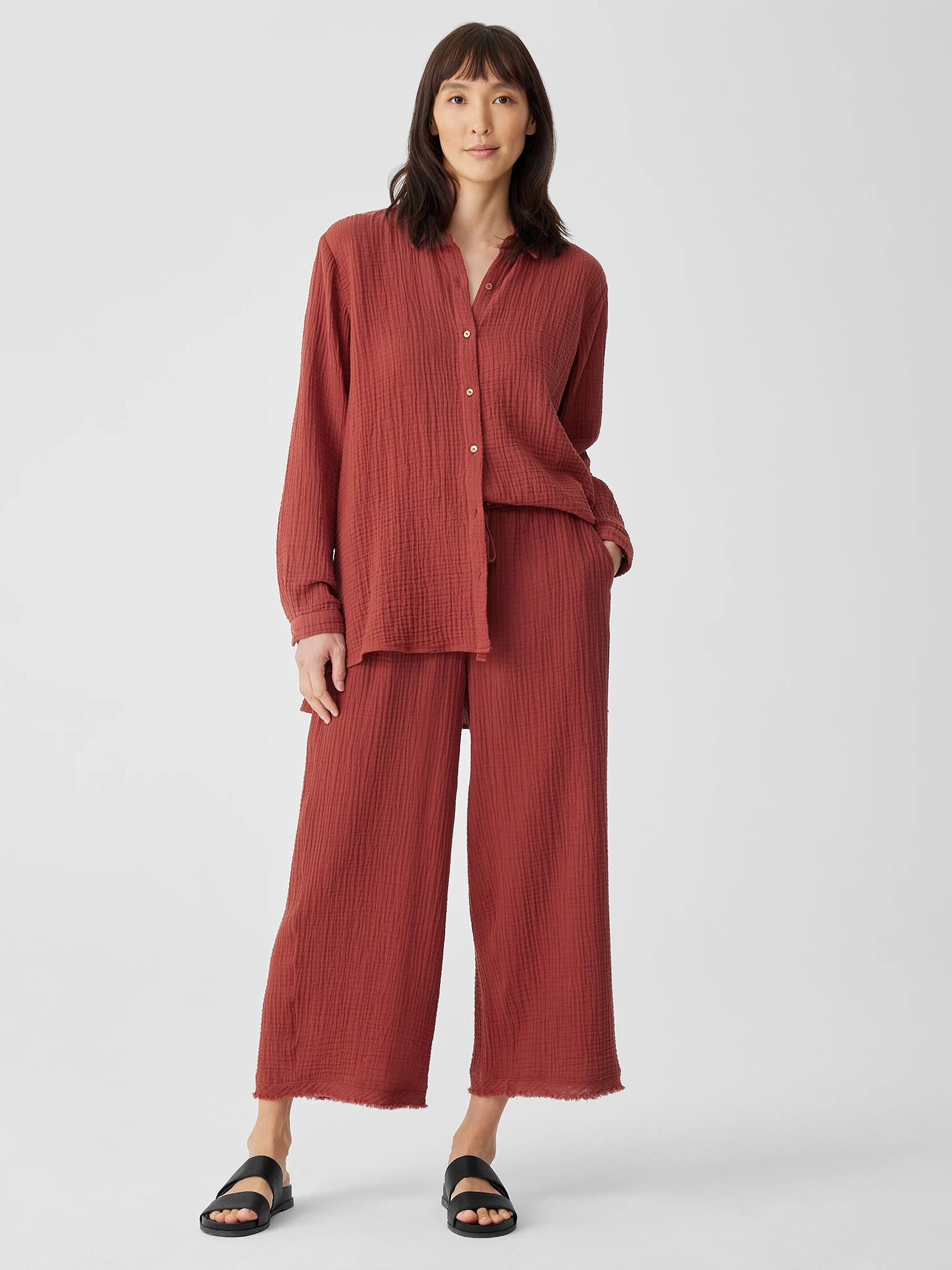 Organic Cotton Gauze Wide-Leg Pant
