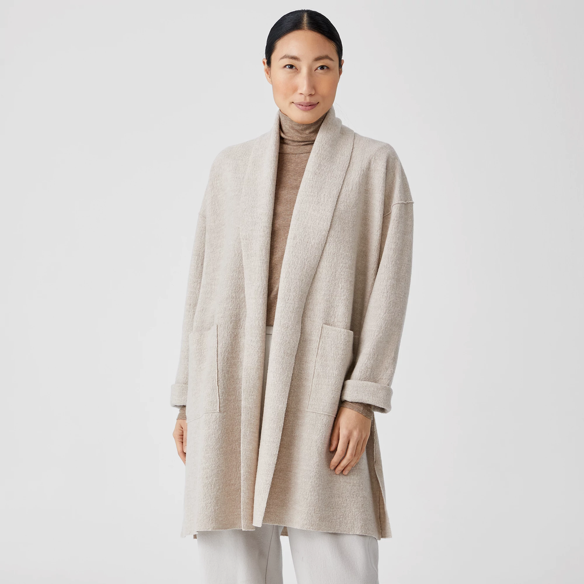Lightweight Boiled Wool Coat in 