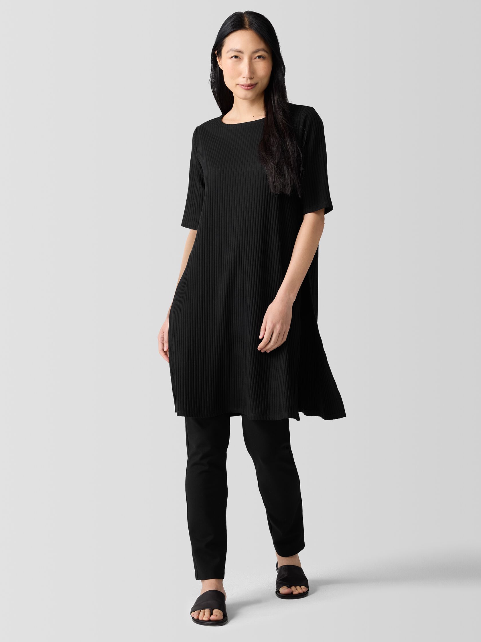 Textured Stretch Rib Ballet Neck Top