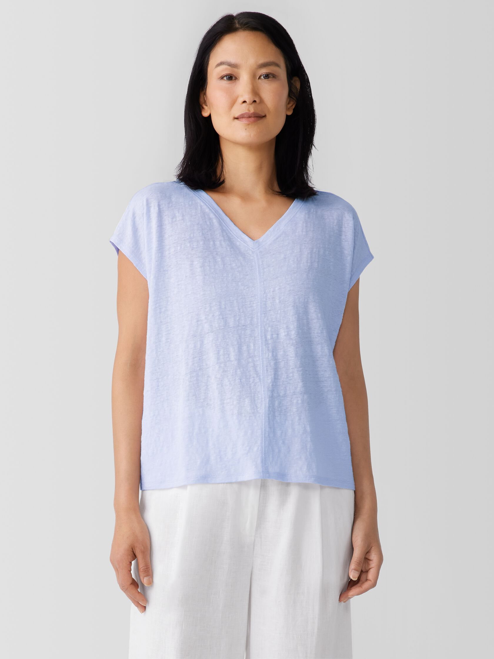 Organic Linen Jersey V-Neck Tee