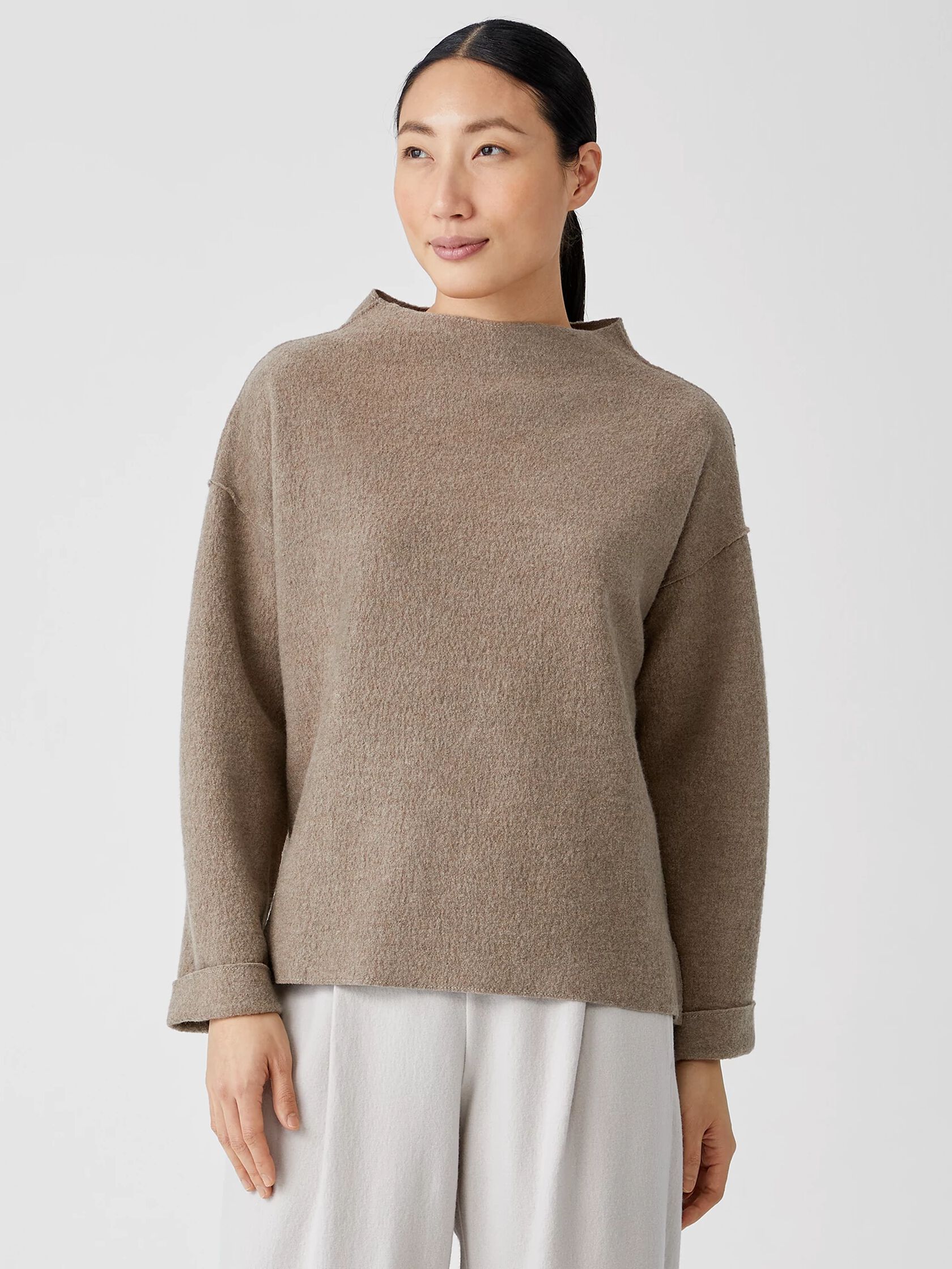 embargo Politiek waterbestendig Lightweight Boiled Wool Box-Top in Responsible Wool | EILEEN FISHER