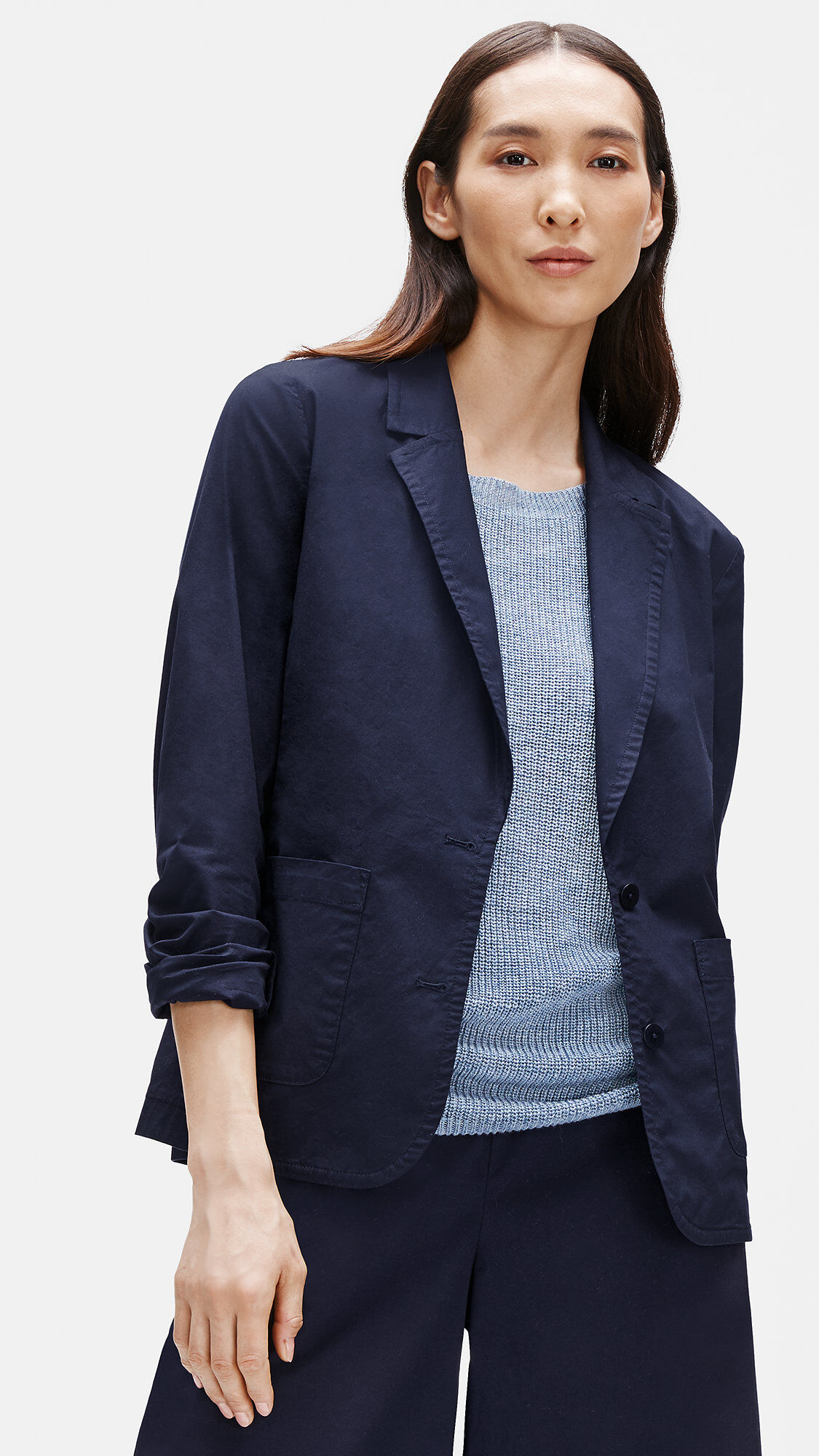 Organic Cotton Poplin Shaped Blazer