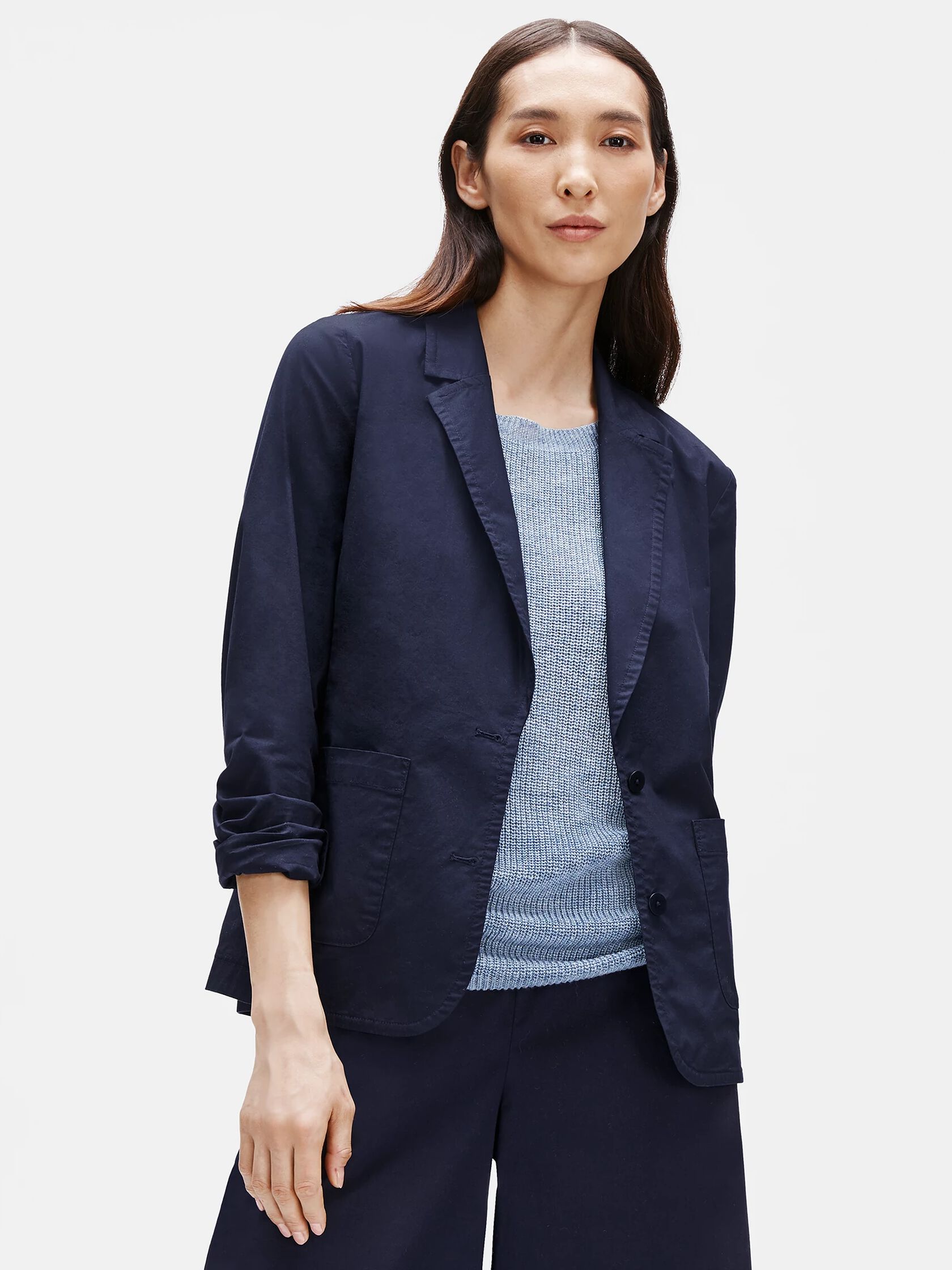Organic Cotton Poplin Shaped Blazer
