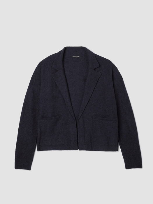 Fine Felted Wool Notch Collar Cardigan in Regenerative Wool