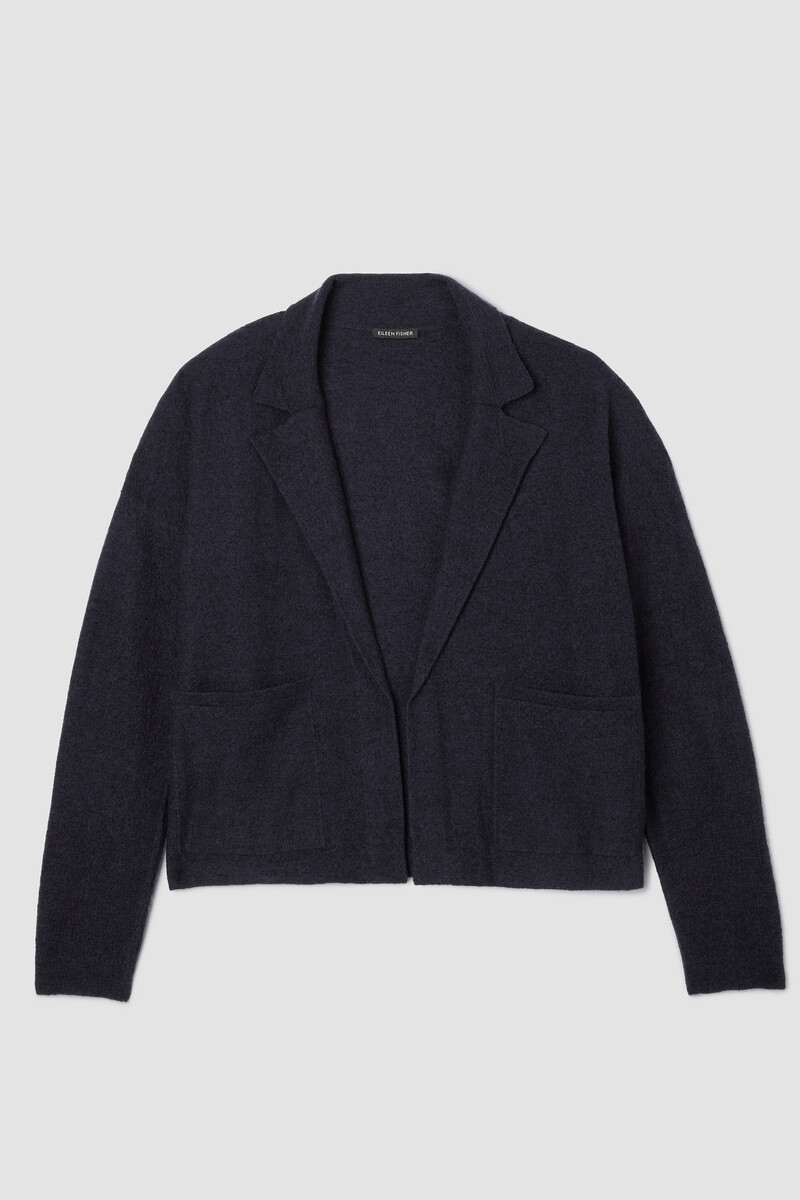 Fine Felted Wool Notch Collar Cardigan in Regenerative Wool Fine Felted Wool Notch Collar Cardigan in Regenerative Wool