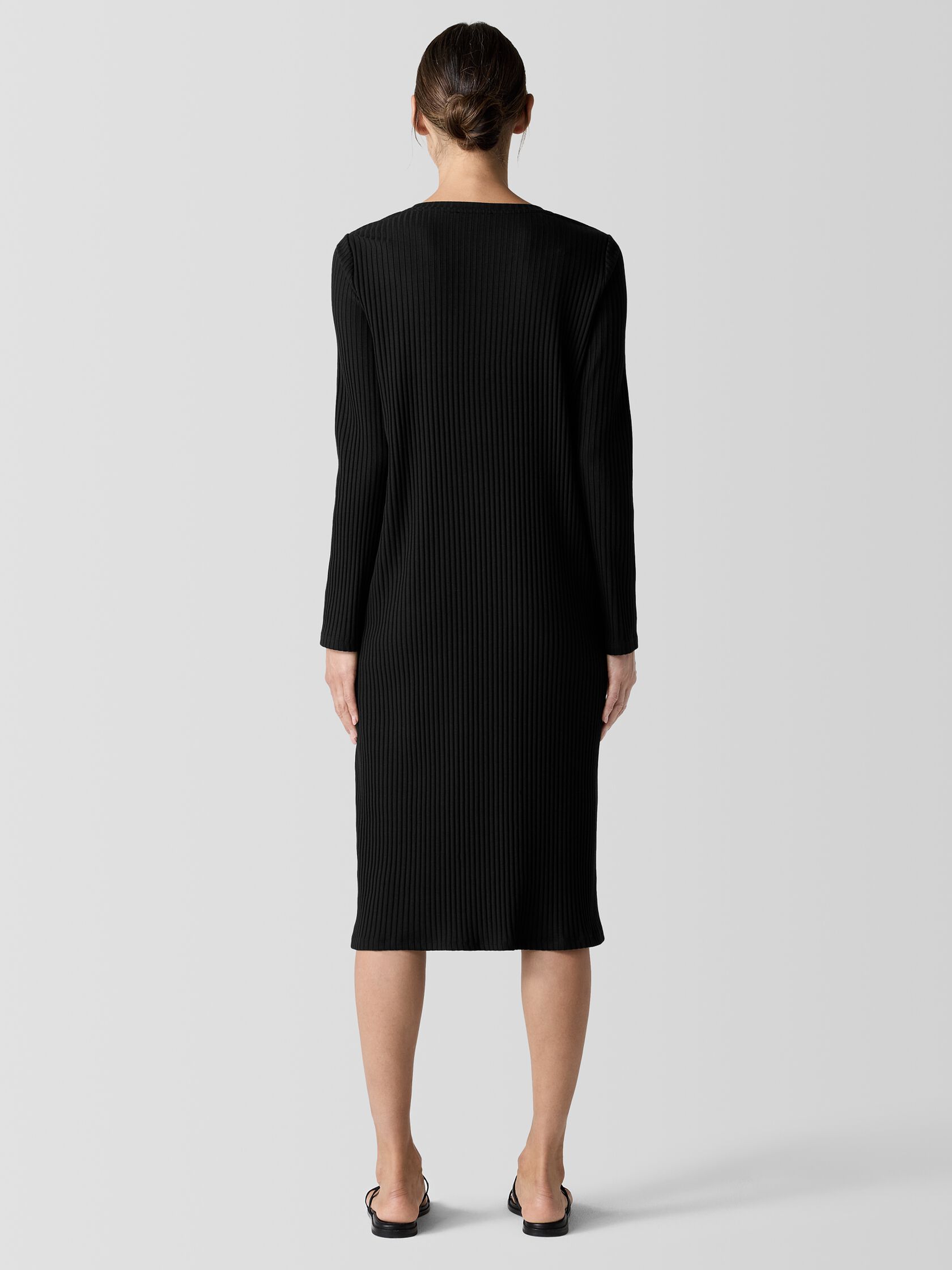 Textured Stretch Rib Crew Neck Dress