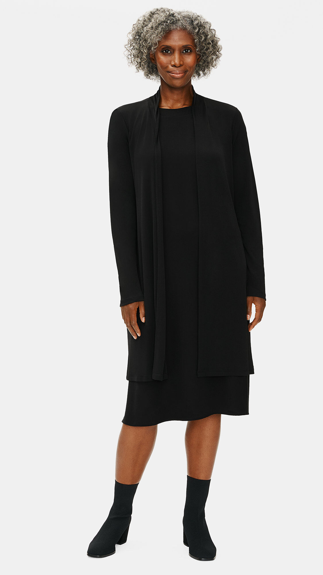 Stretch Silk Jersey High Collar Jacket