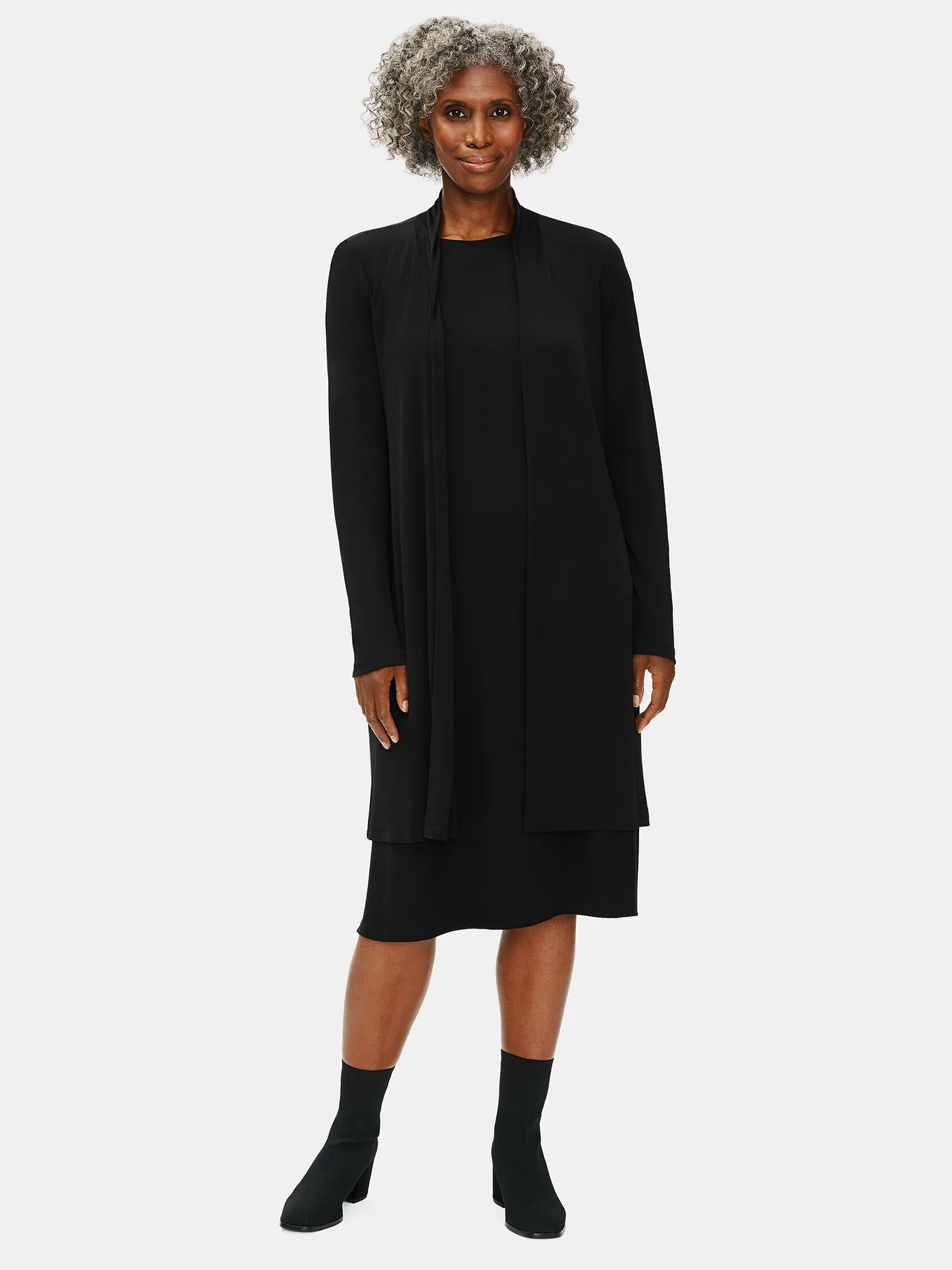 Stretch Silk Jersey High Collar Jacket