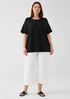 Organic Cotton Slubby Rib Knit Elbow-Sleeve Top