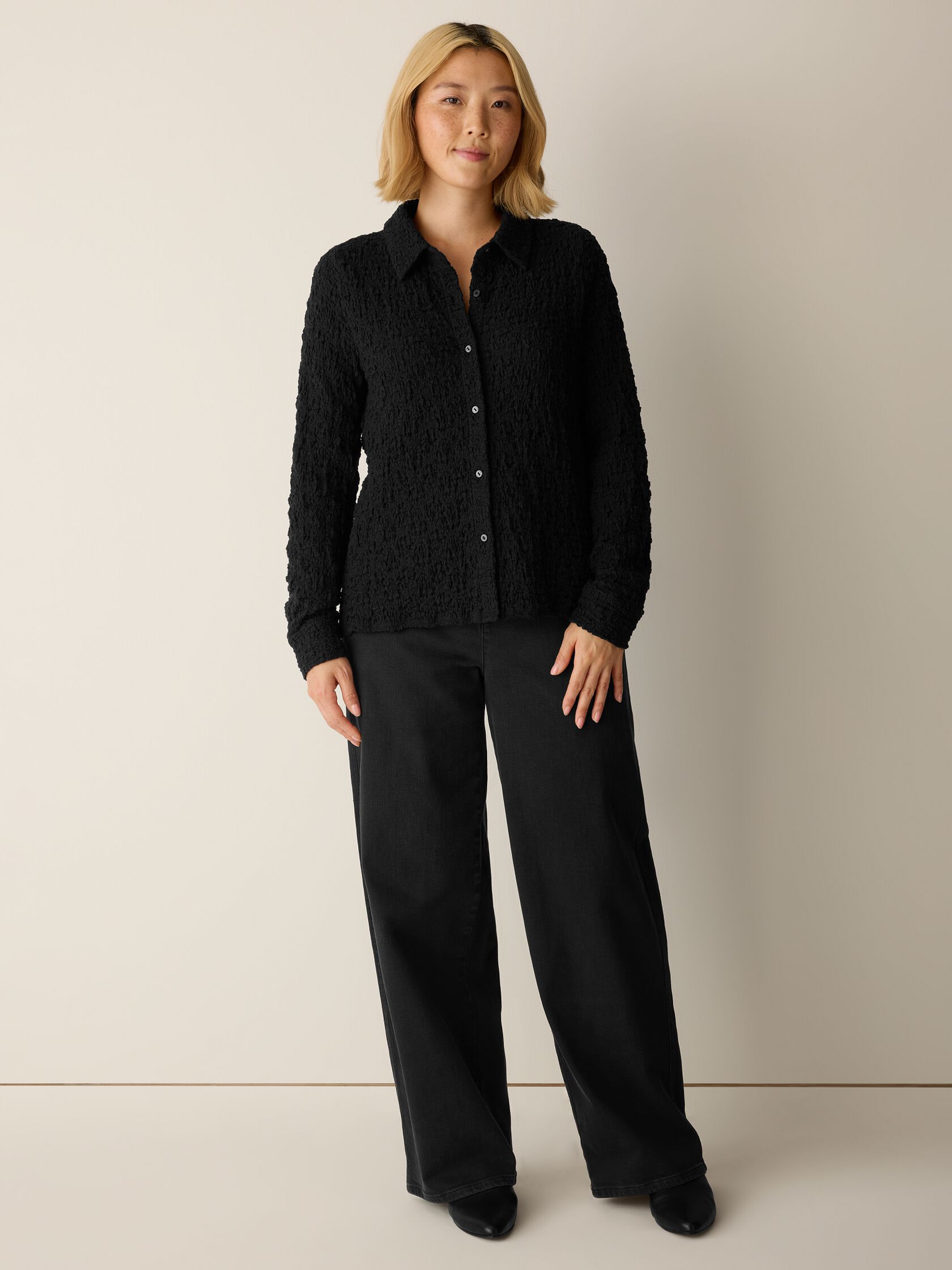 Bubble Jacquard Classic Collar Shirt