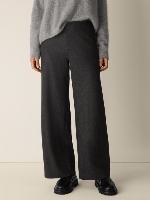 Mélange Boiled Wool Jersey Wide-Leg Pant in Regenerative Wool
