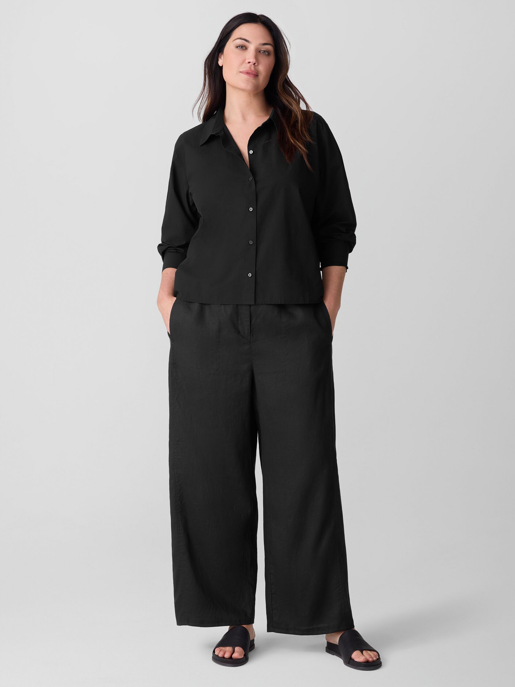 Washed Organic Cotton Poplin Classic Collar Short Shirt