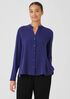 Silk Georgette Crepe Shirred-Back Shirt