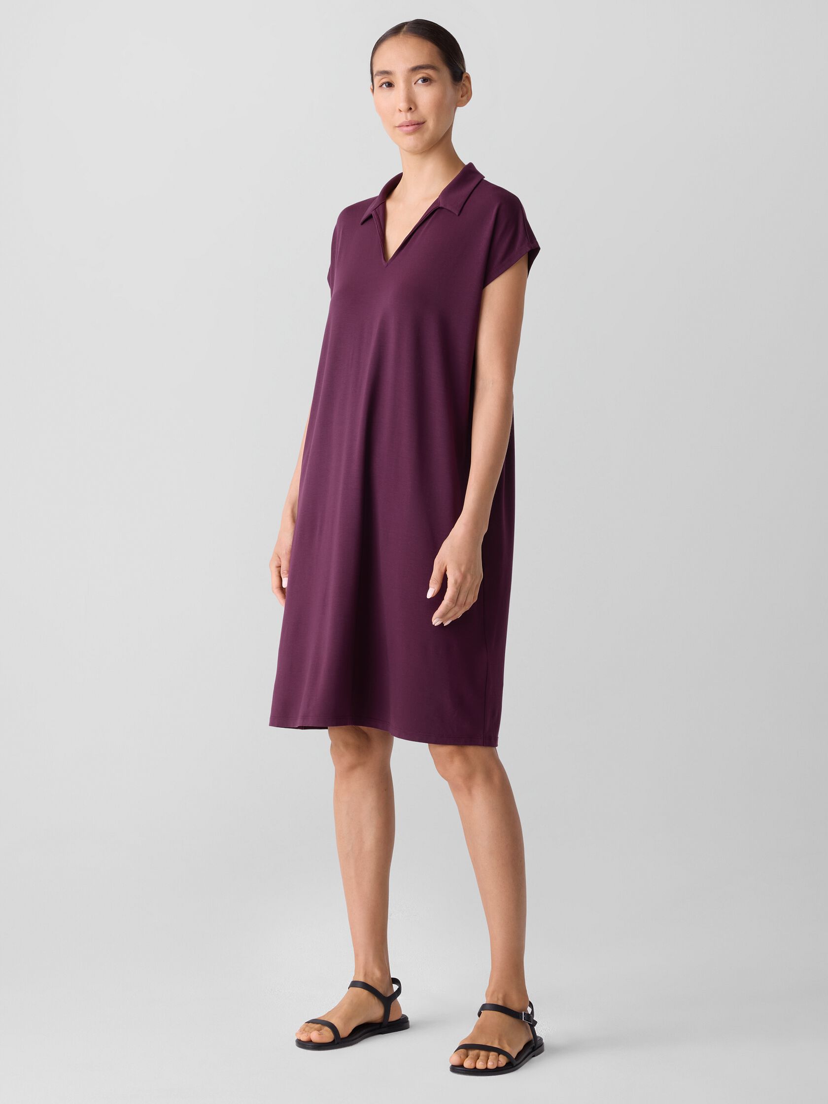 Fine Jersey Split Neck Dress