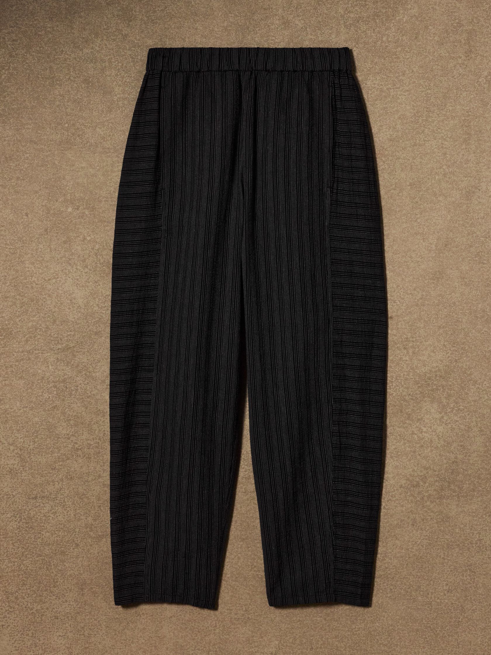 Cotton Blend Stripe Stitch Lantern Pant
