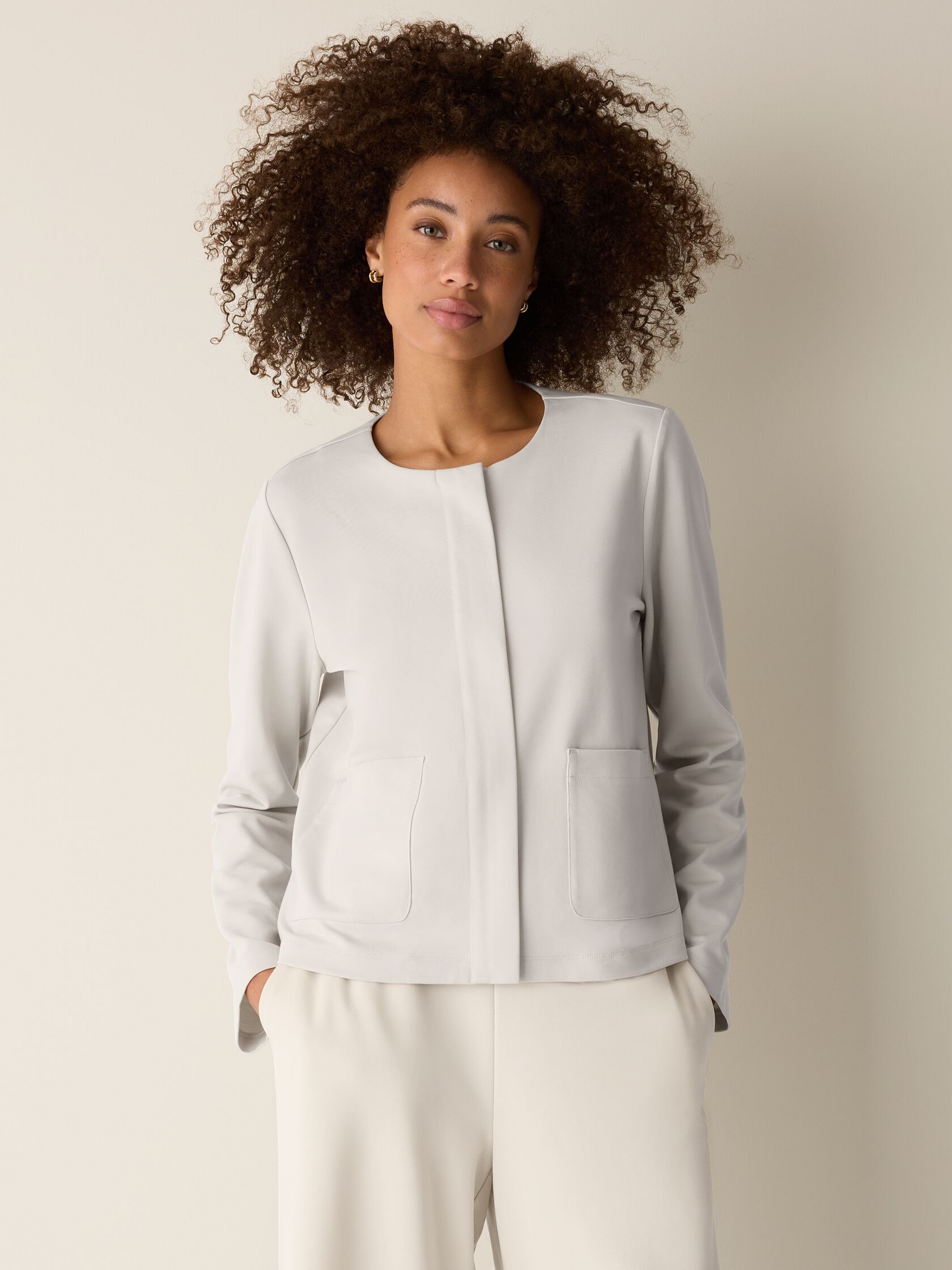 Washable Flex Ponte Round Neck Jacket