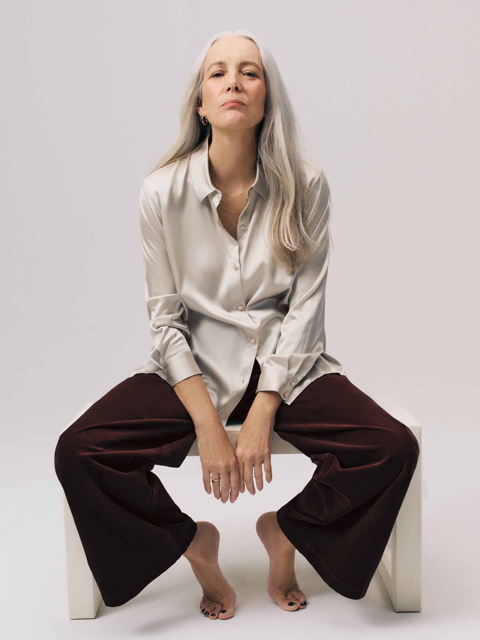 Stretch Silk Charmeuse Classic Collar Shirt