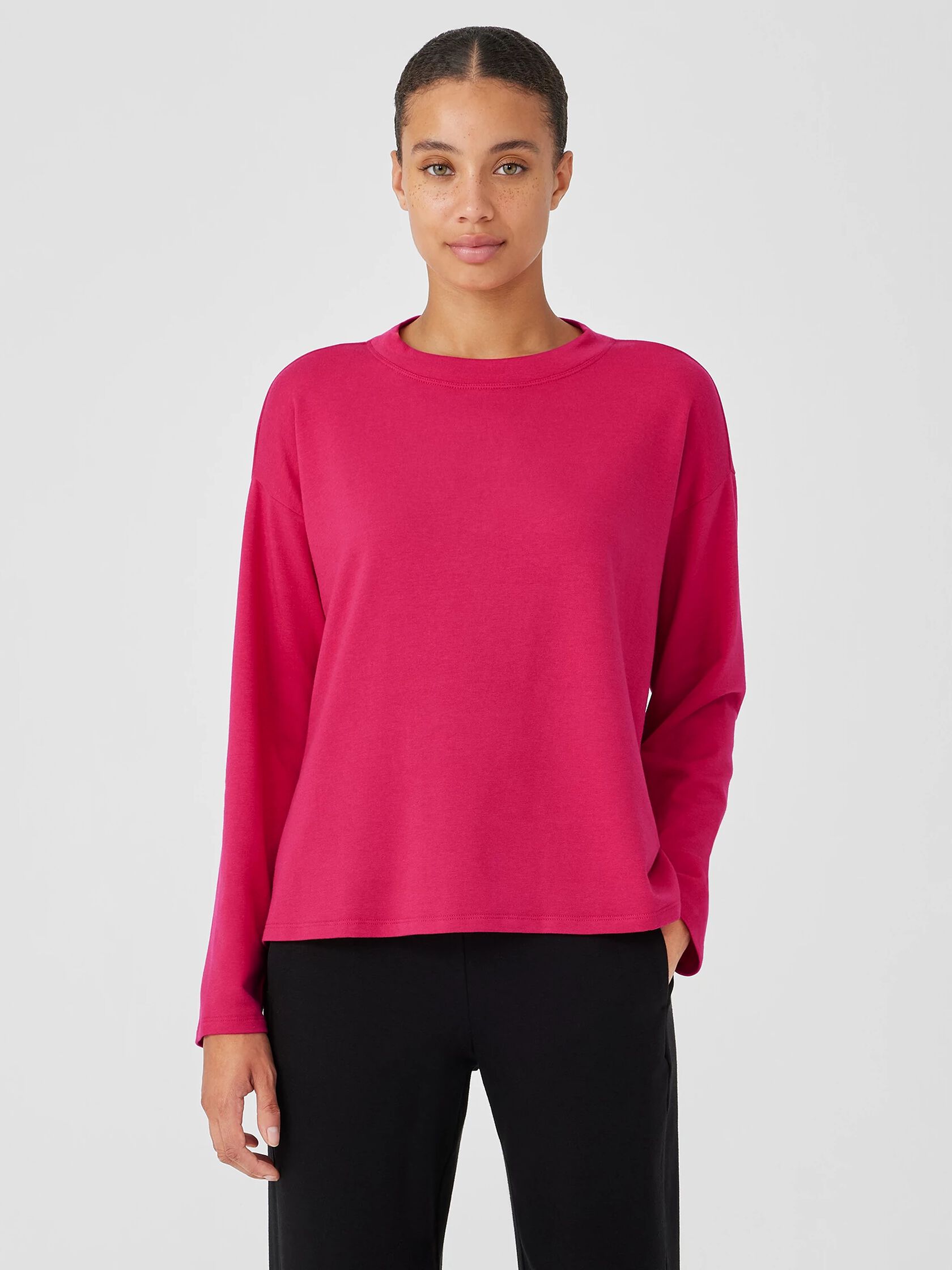 Cozy Brushed Terry Hug Crew Neck Top