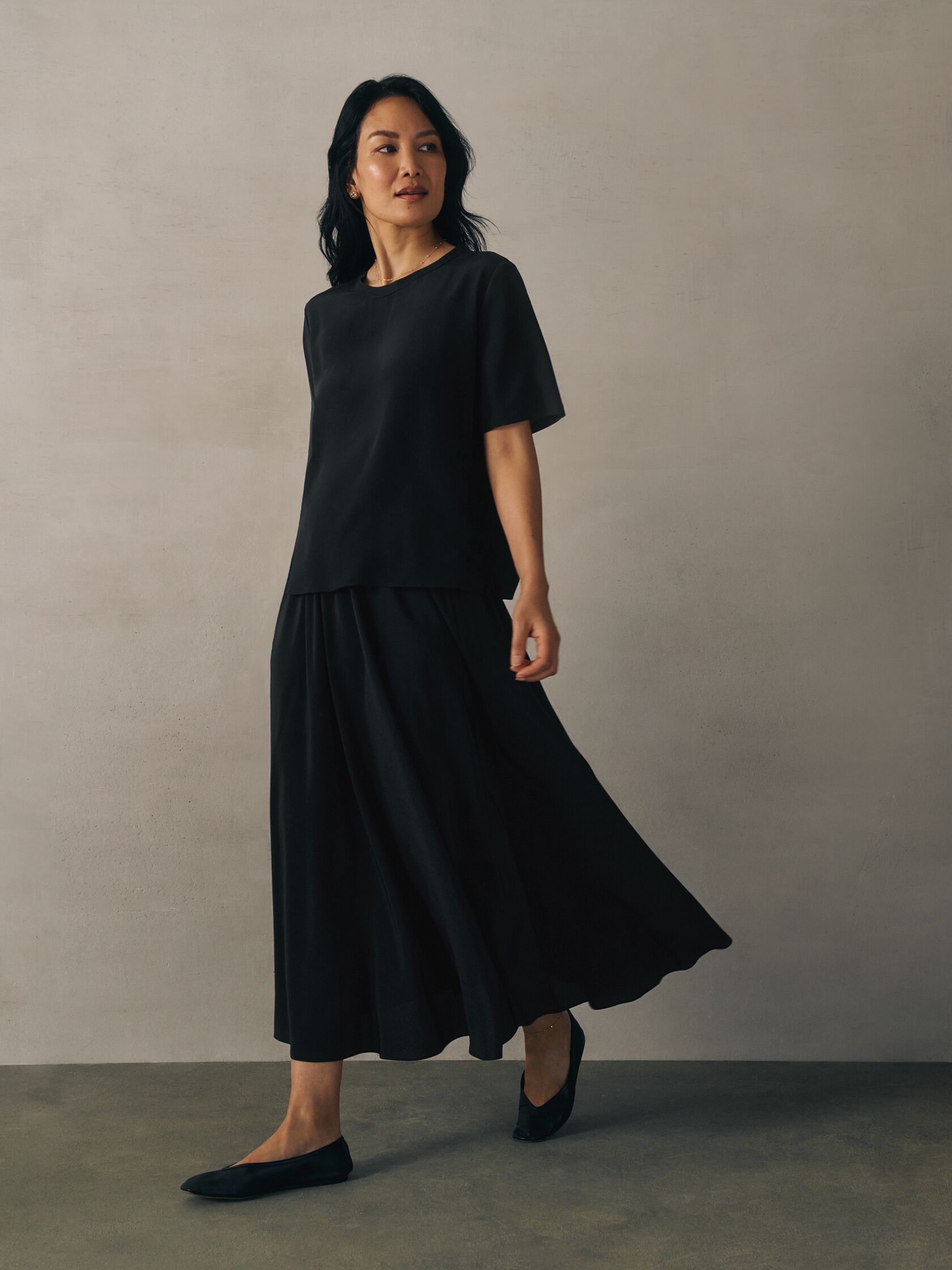 Silk Crepe de Chine Half-Circle Skirt
