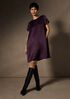 Textured Satin Round Neck Dress