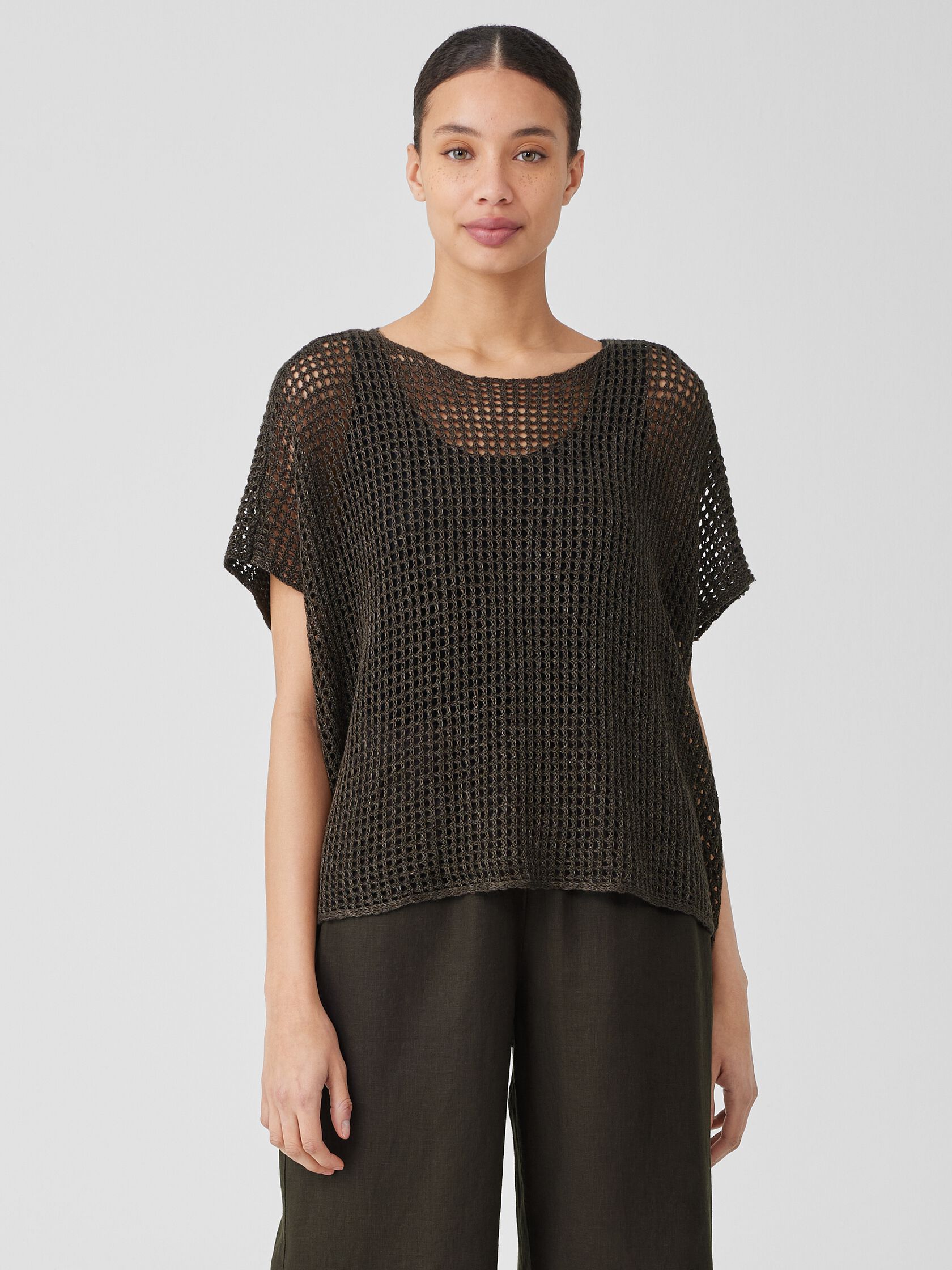 Organic Linen Délavé Bateau Neck Top