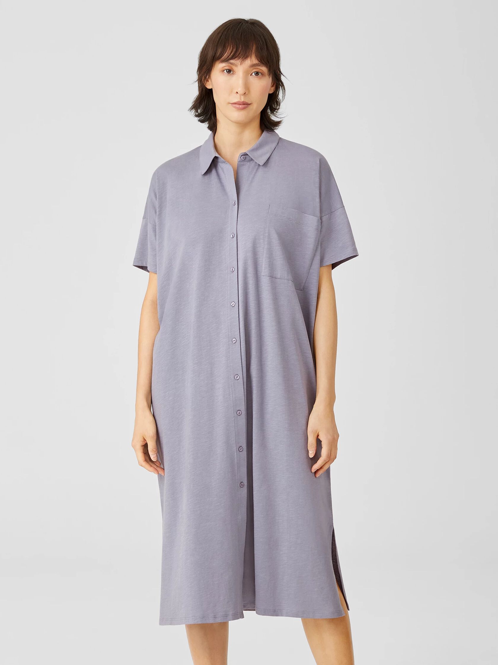 Organic Cotton Slub Jersey Classic Collar Dress