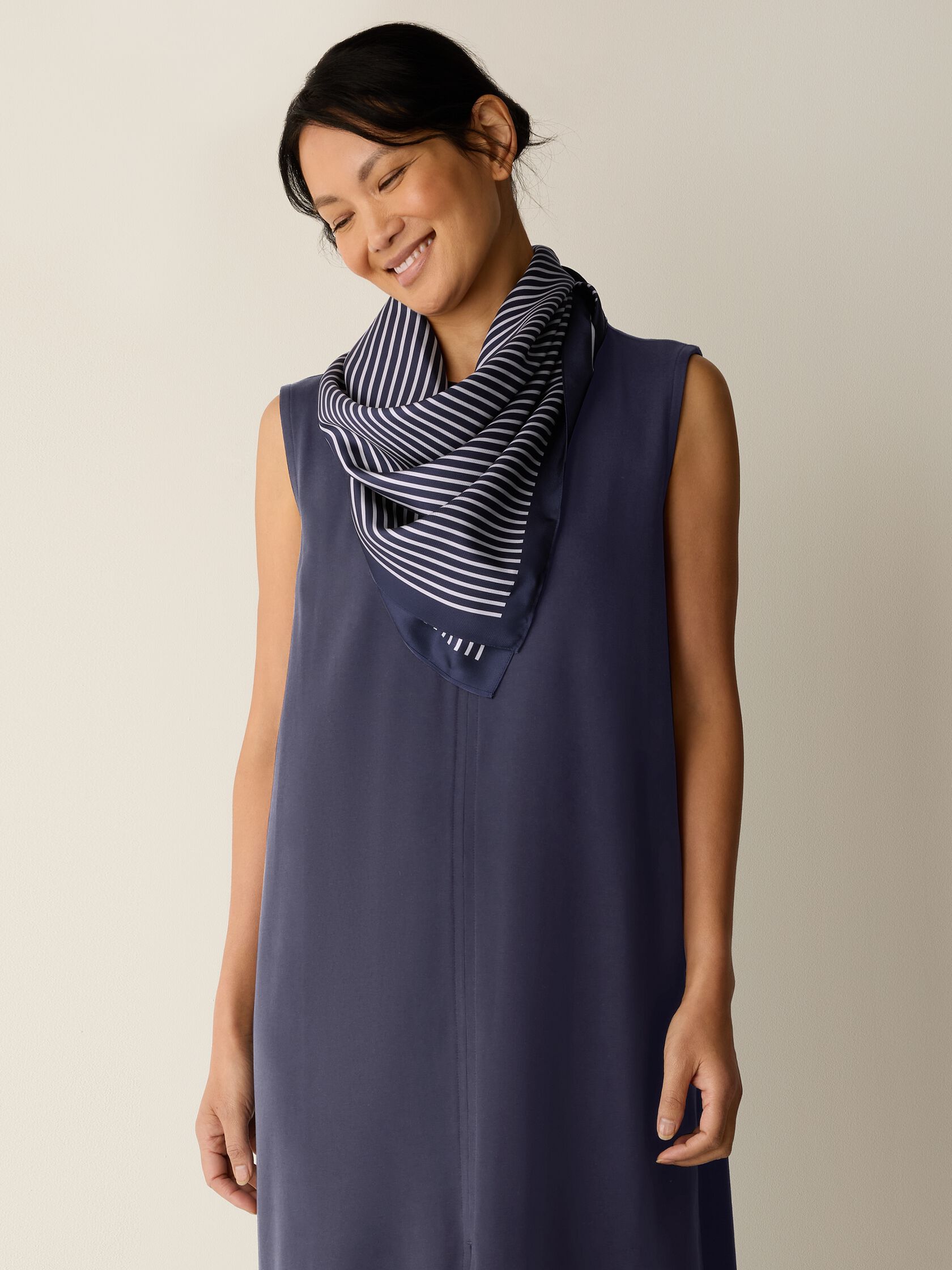 Striped Silk Twill Scarf