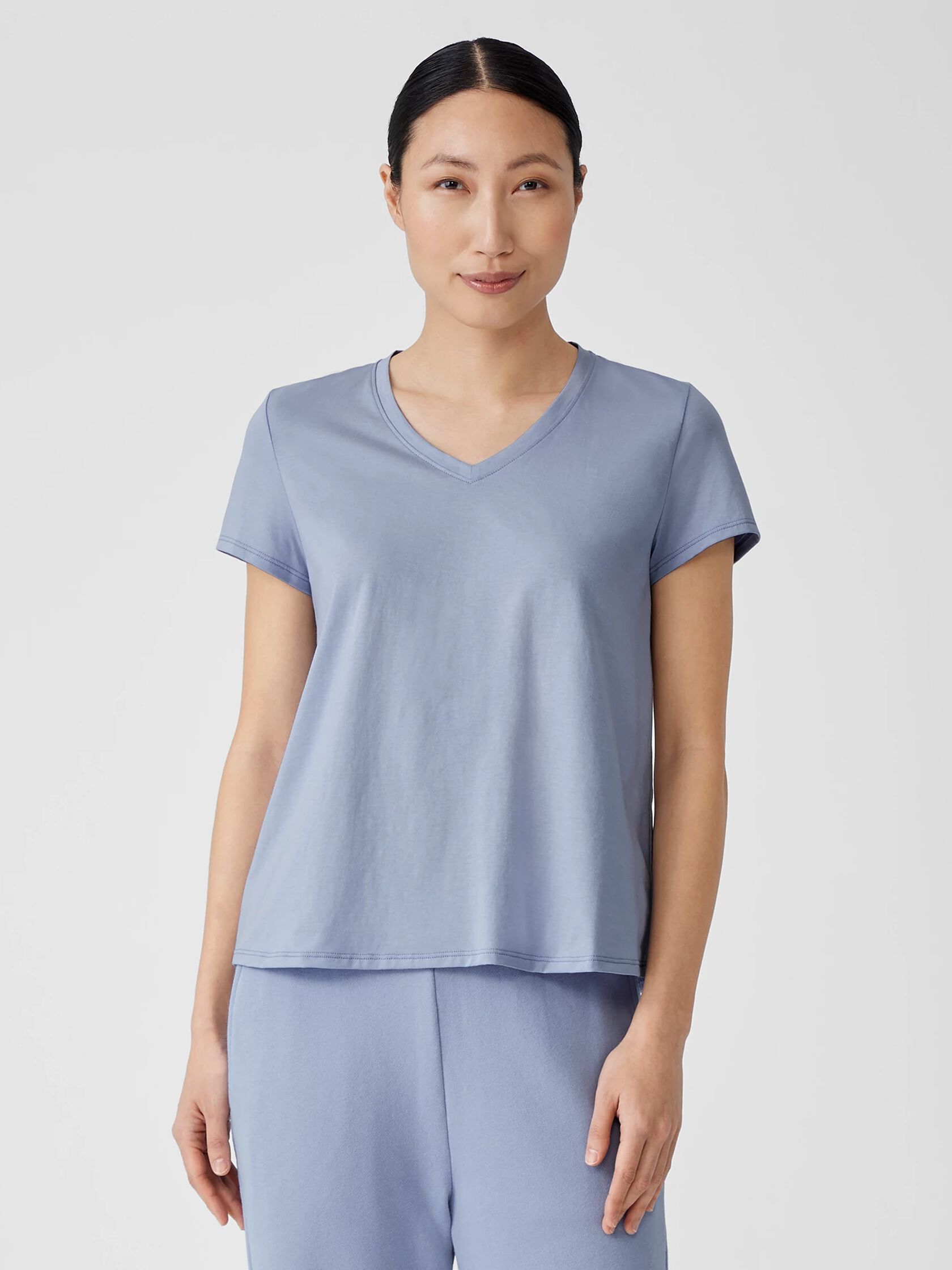 Organic Pima Cotton Jersey V-Neck Tee