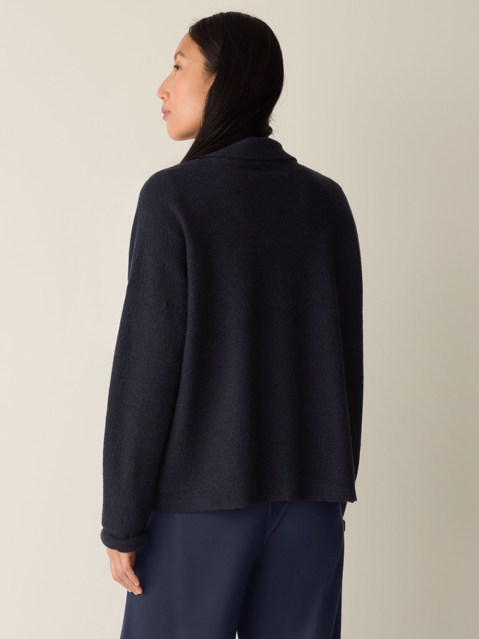 Fine Felted Wool Notch Collar Cardigan in Regenerative Wool