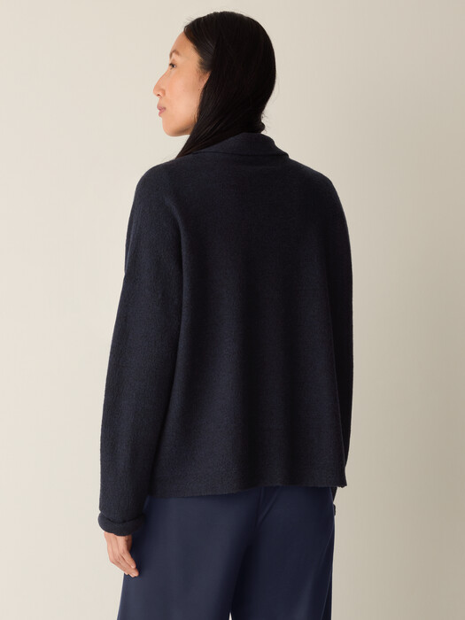 Fine Felted Wool Notch Collar Cardigan in Regenerative Wool