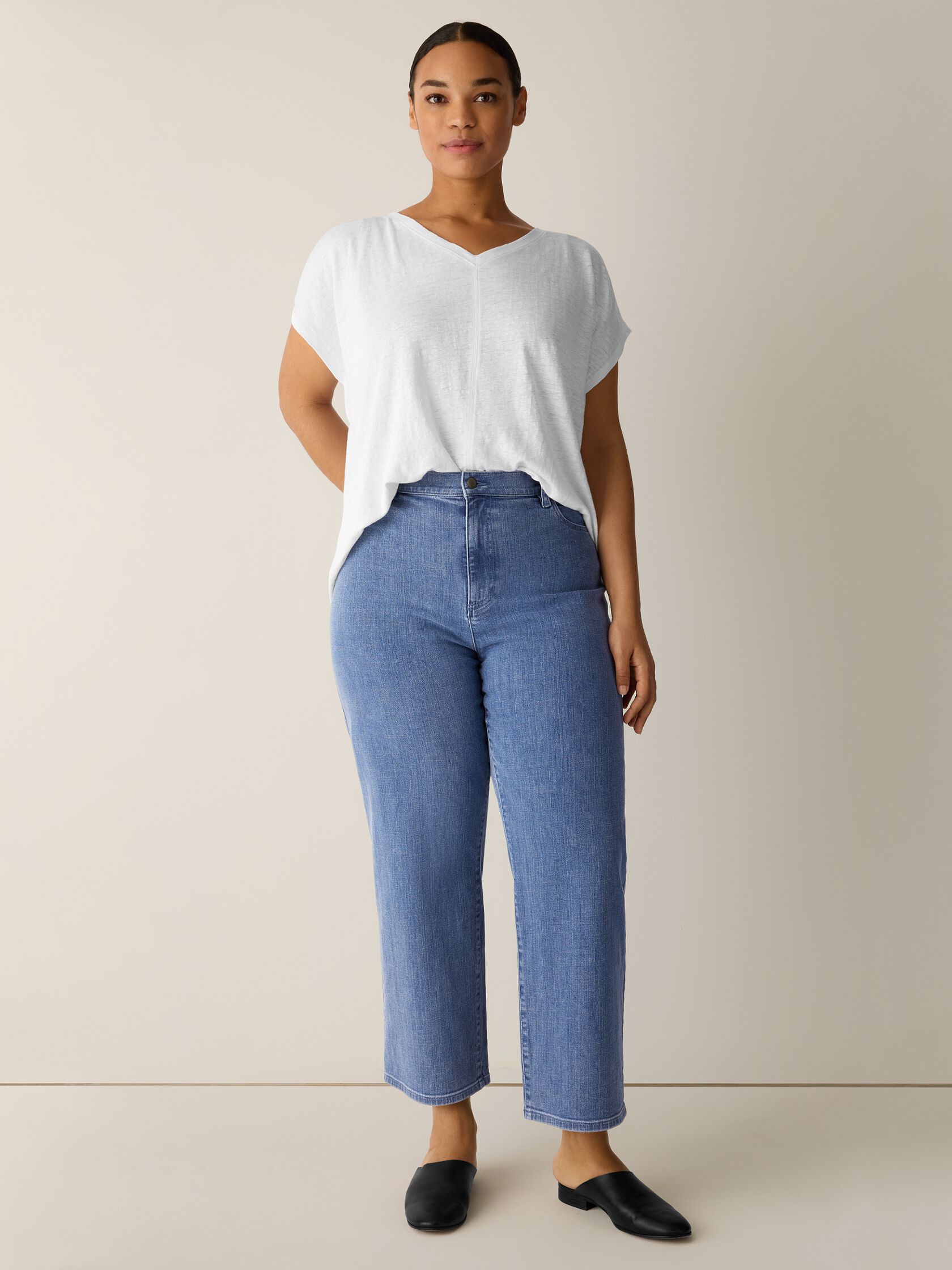 Cotton Stretch Denim Straight Jean